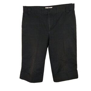 Weatherproof Cuffed Capri Pants Shorts Women Size 12 Black Cotton Blend Stretch